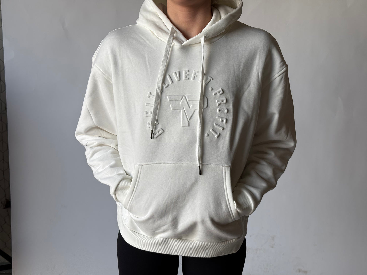 PF Signature Embossed Hoodie - White