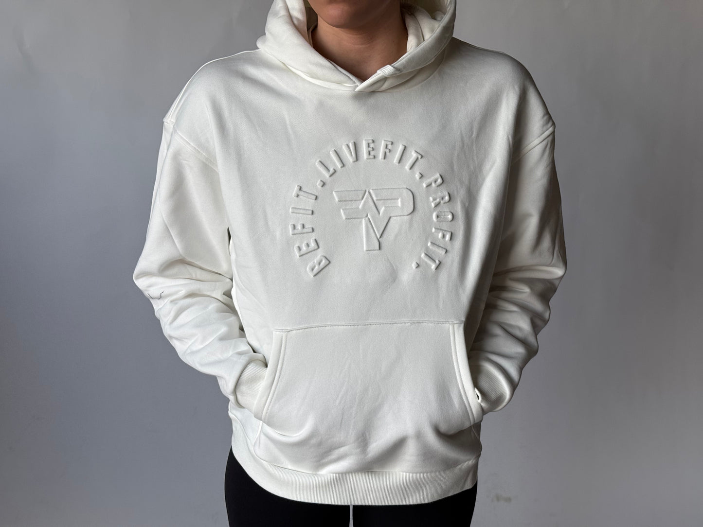 PF Signature Embossed Hoodie - White