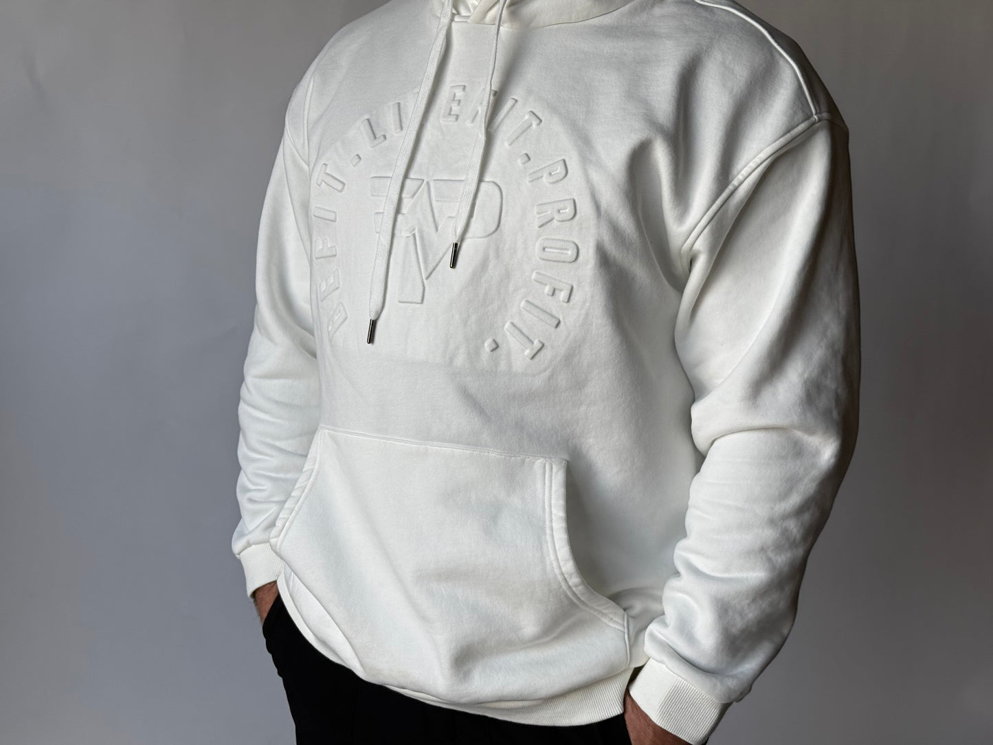 PF Signature Embossed Hoodie - White