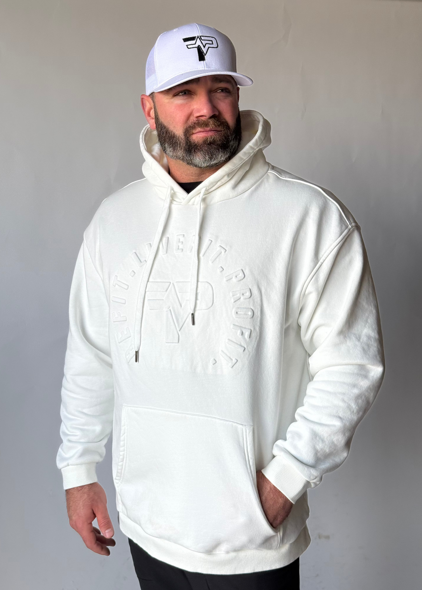 PF Signature Embossed Hoodie - White